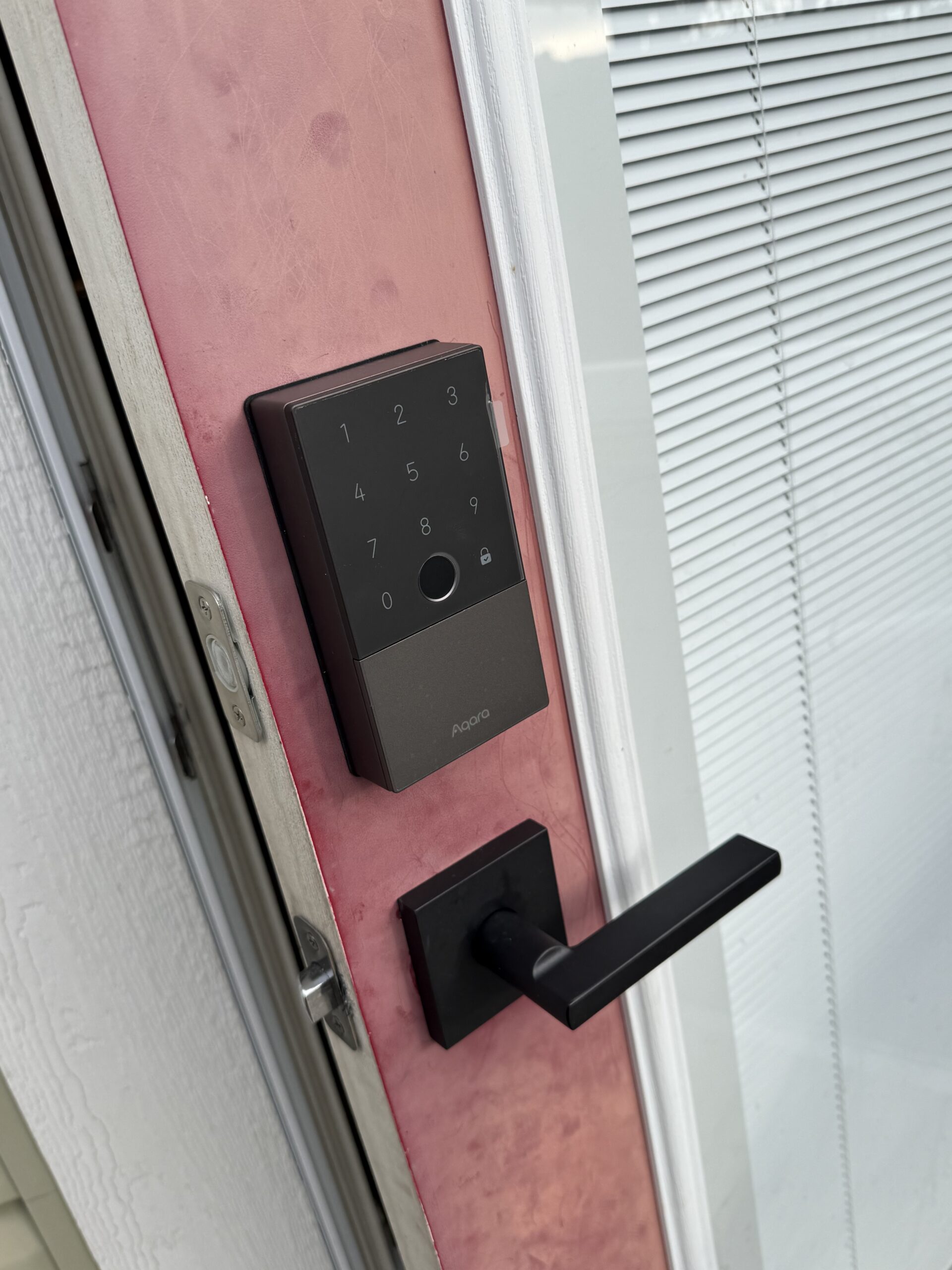 Aqara smart lock installed on the front door