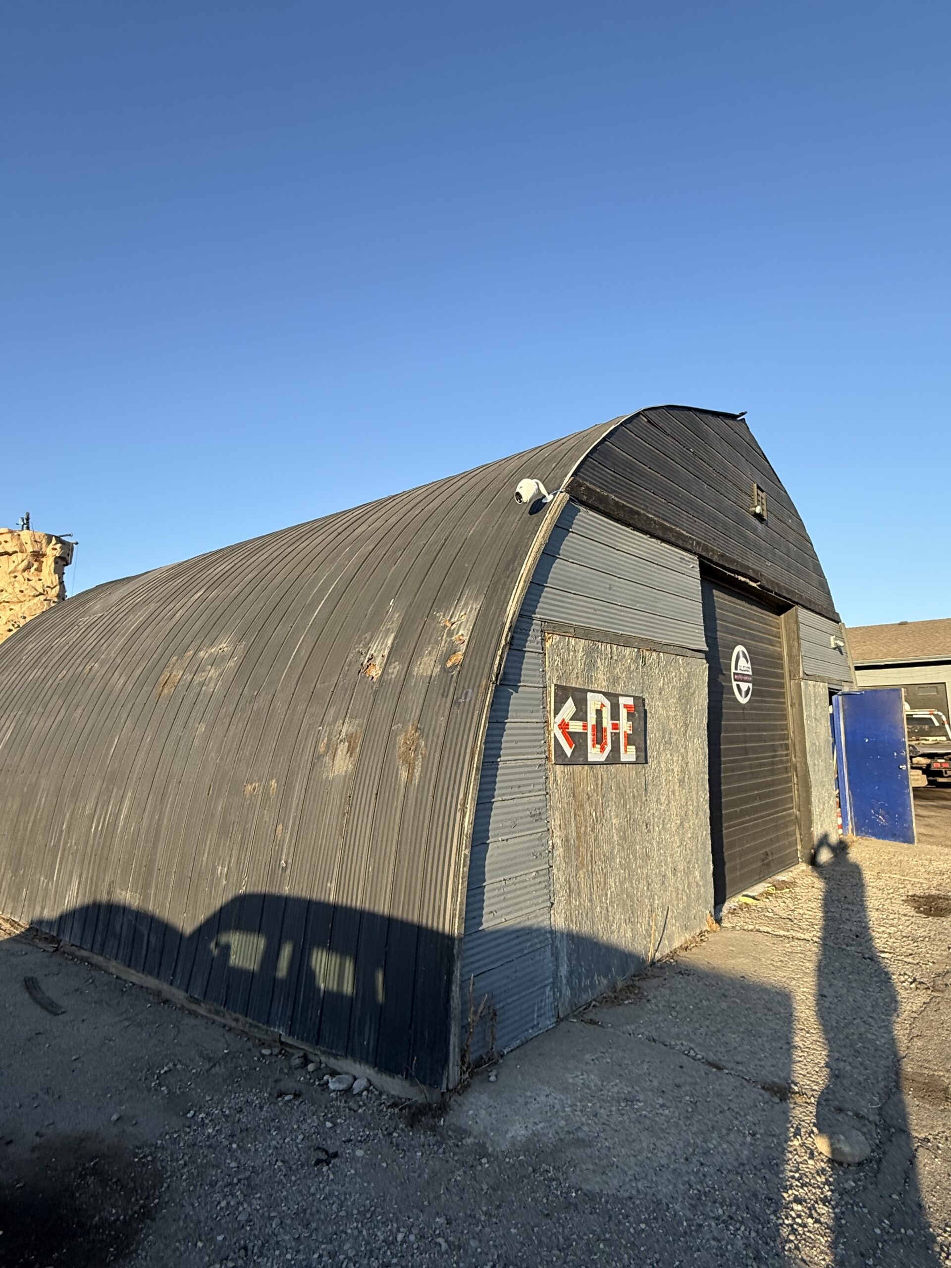 Warehouse protected by exterior security cameras